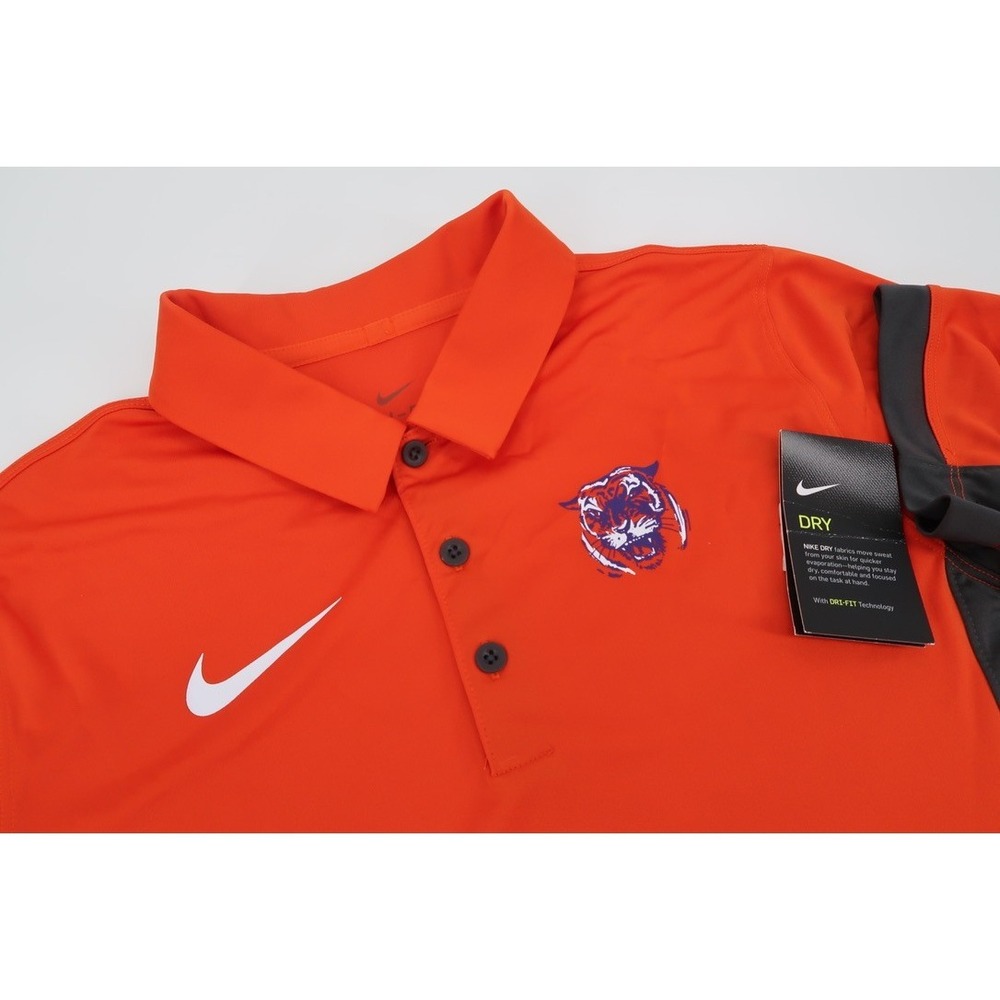 NEW Nike Clemson Tigers Polo Shirt Mens Small Orange Dri Fit Performance Golf - Picture 1 of 14